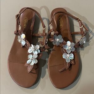 Talbots Brown Sandals with Floral Accents